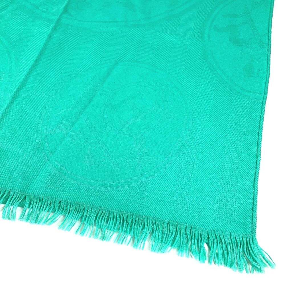HERMES New Libris Shawl, Fringe Scarf, Cashmere, Silk, Men's & Women's, Green - Picture 7 of 14